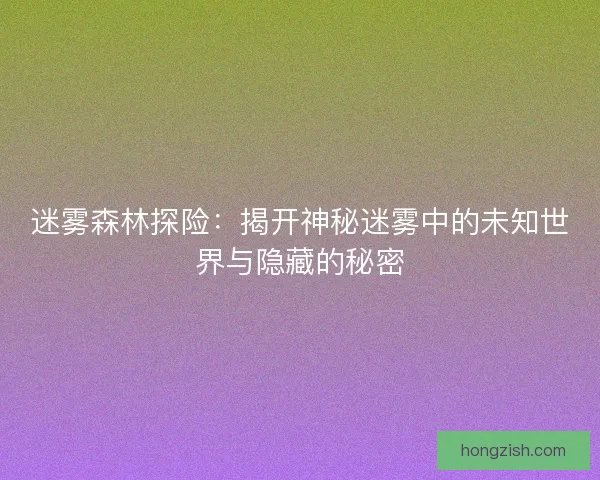 迷雾森林探险：揭开神秘迷雾中的未知世界与隐藏的秘密