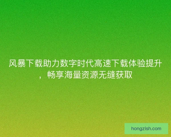 风暴下载助力数字时代高速下载体验提升，畅享海量资源无缝获取