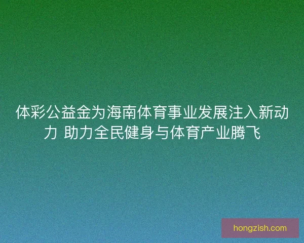 体彩公益金为海南体育事业发展注入新动力 助力全民健身与体育产业腾飞