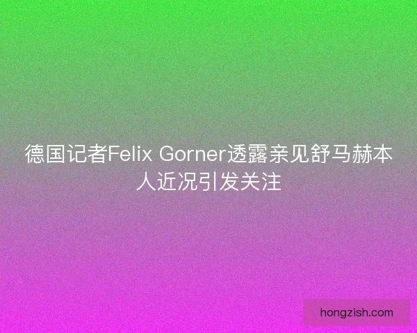 德国记者Felix Gorner透露亲见舒马赫本人近况引发关注