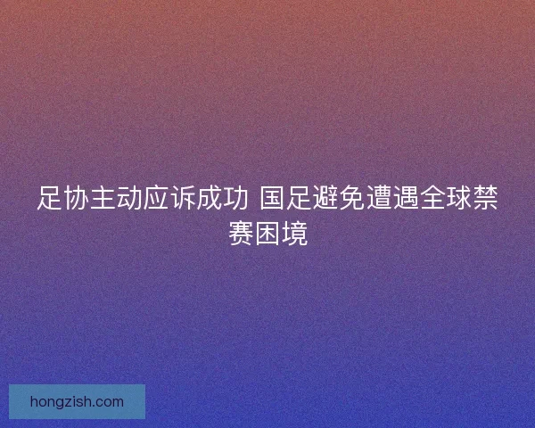 足协主动应诉成功 国足避免遭遇全球禁赛困境